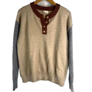 Becool Autumn Fall‎ Colorblock Retro Y2k Pullover Sweater 80s 90s Sz S/M